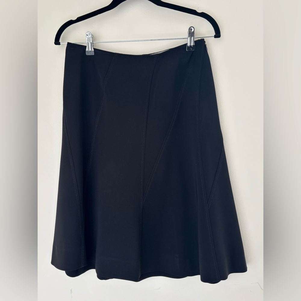MaxMara Black Midi A-Line Skirt with seamed panel detailing